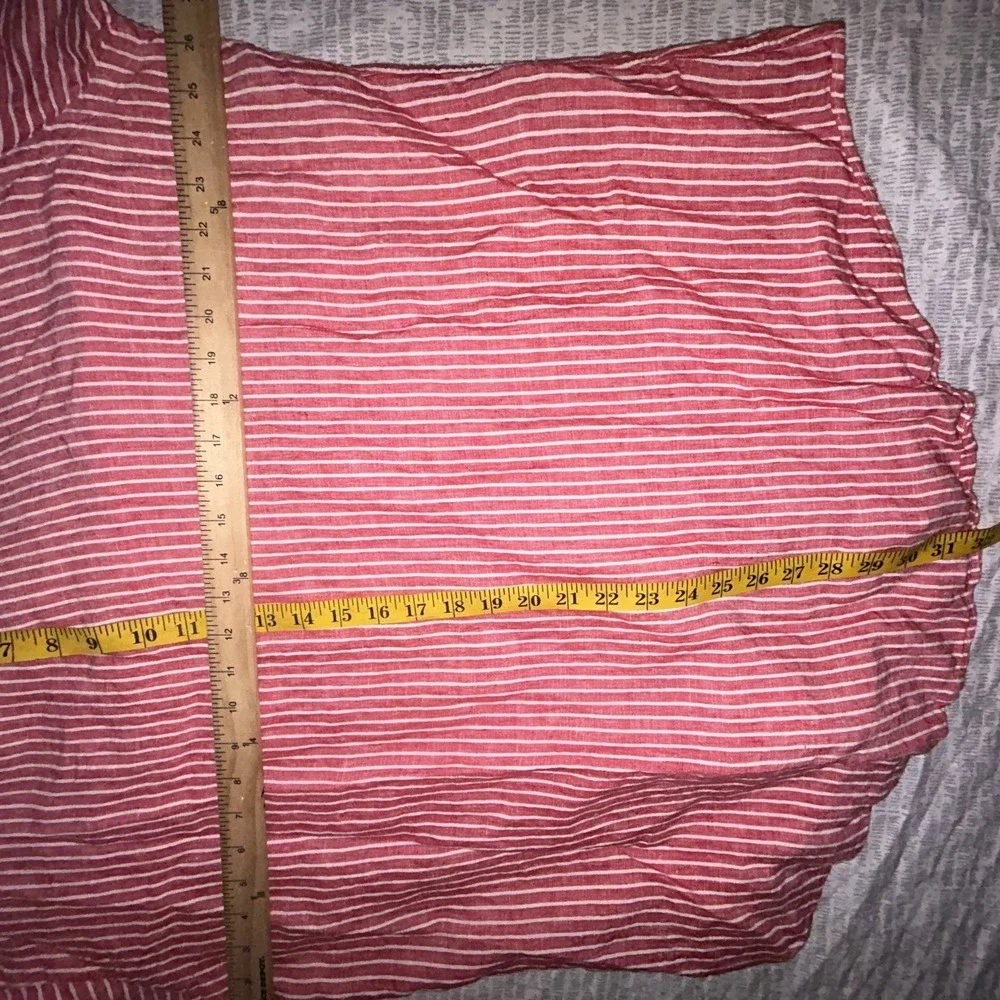 Polo Ralph Lauren Custom Fit 100%Linen Red Vertical Stripe Long Sleeve Shirt 2XL